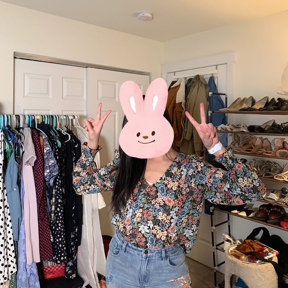 Loft Bouquet Smocked V-neck blouse